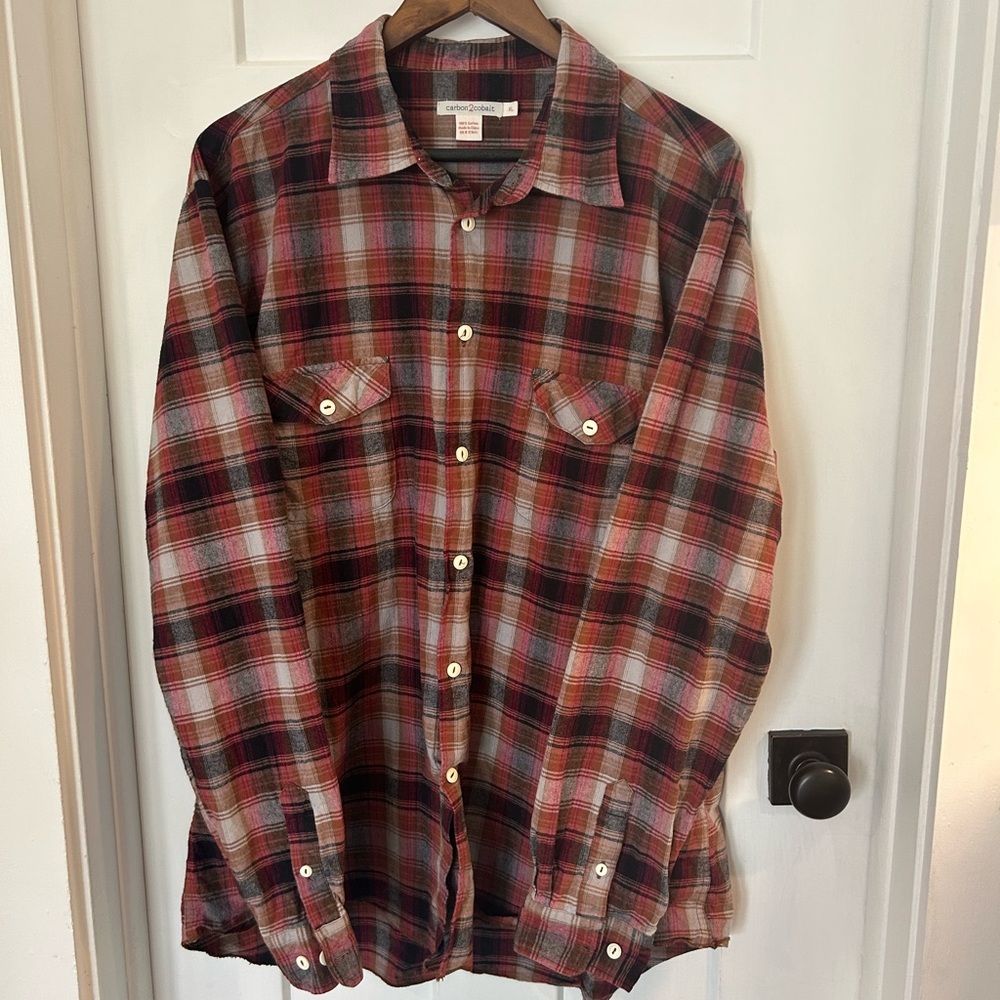 Red and Black Plaid Long Sleeve Shirt from Carbon2Cobalt